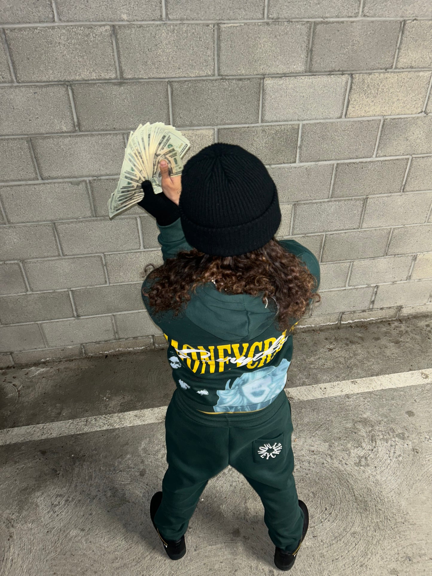 Green Moneycrazy Sweatsuit Top & Bottom