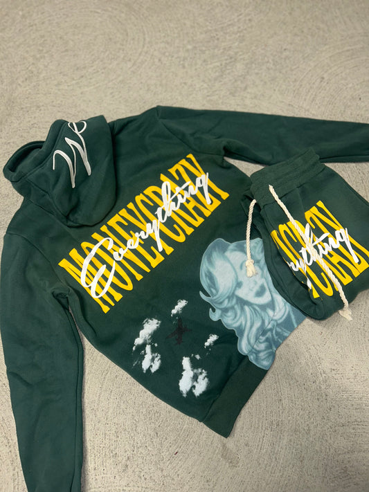 Green Moneycrazy Sweatsuit Top & Bottom